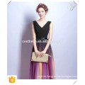 2016 Chic Elegant Chiffon Deep V Luxus Frauen Kleid bodenlangen Regenbogen Farbe Abendkleider für Großhandel